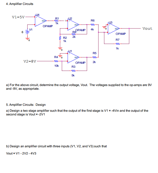 Solved 4. Amplifier Circuits a) For the above circuit | Chegg.com