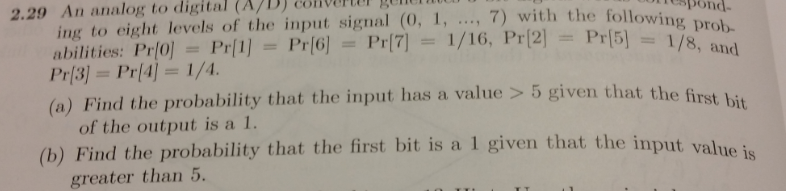 Solved Find the probability that the input has a value > 5 | Chegg.com