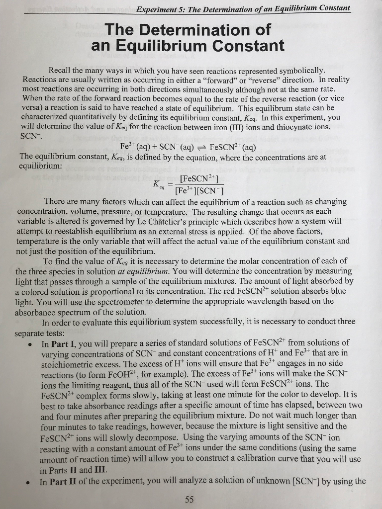 determination of equilibrium constant experiment