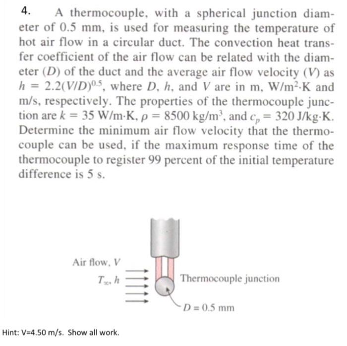 Solved A thermocouple, with a spherical junction diameter of