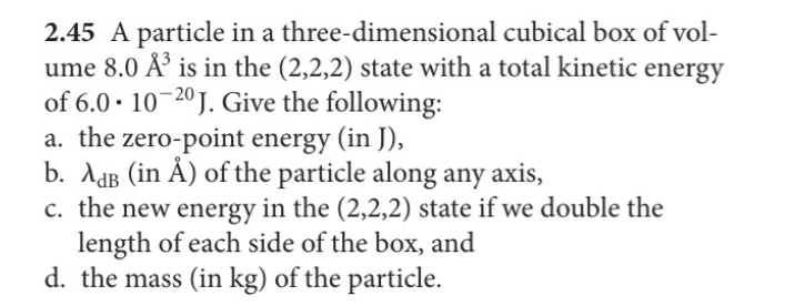Solved A particle in a three-dimensional cubical box of | Chegg.com