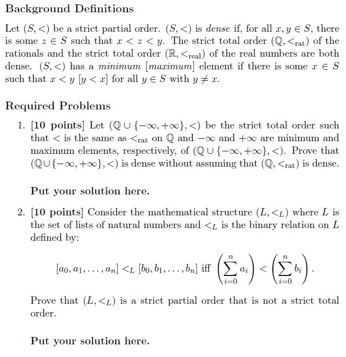 Solved Background Definitions Let (S,