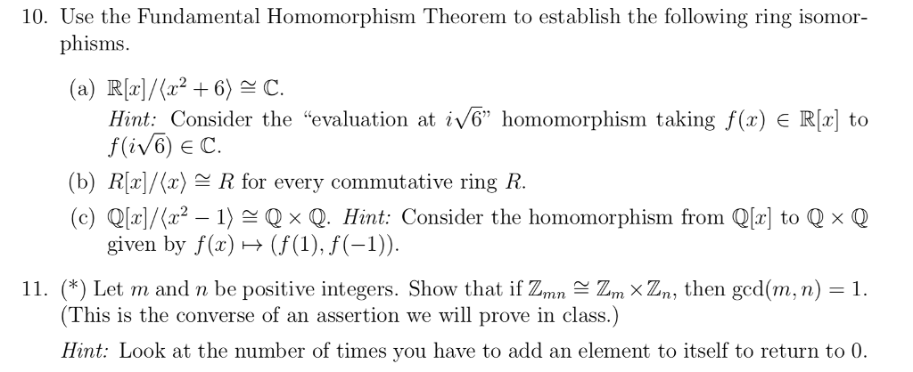 Solved 10. Use The Fundamental Homomorphism Theorem To | Chegg.com