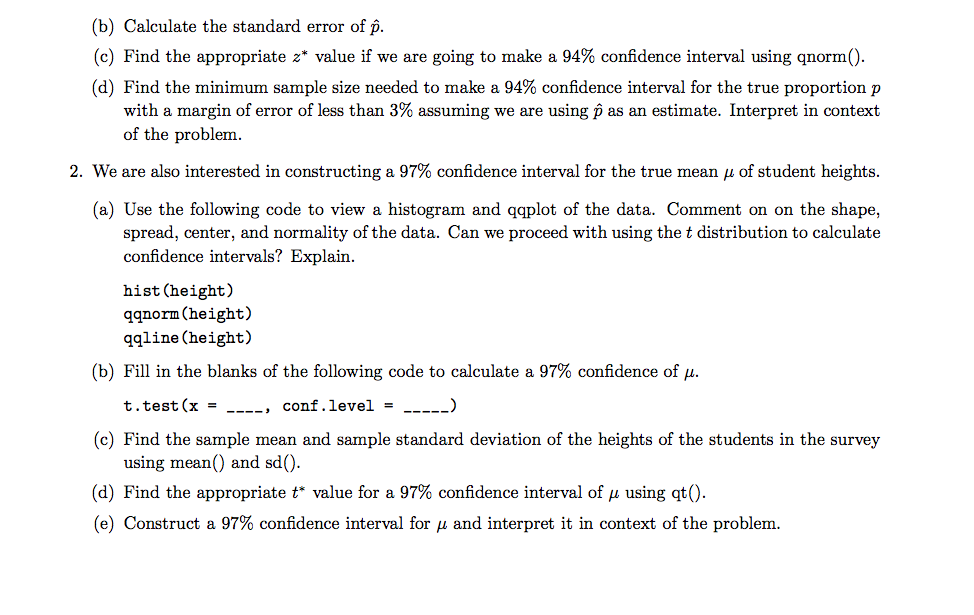 Solved ANSWER ALL OF THE QUESTIONS WITH R CODE (SHOW ALL THE | Chegg.com