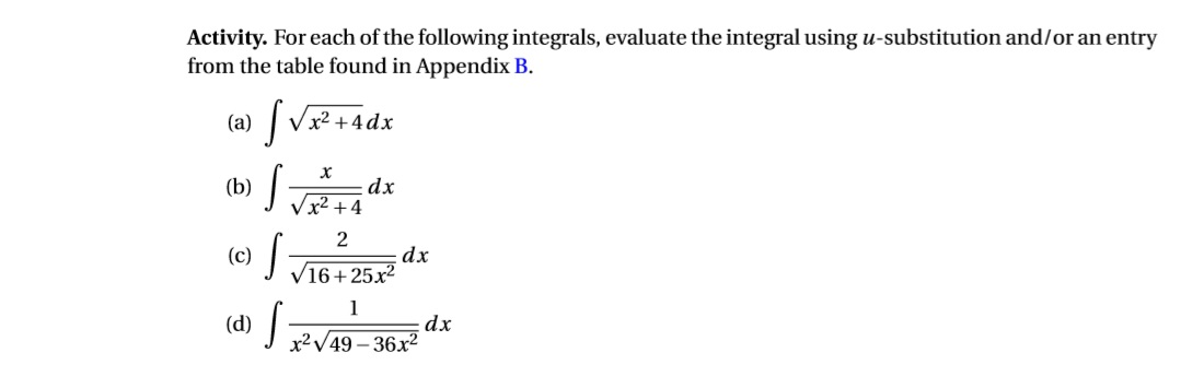 Solved For each of the following integrals, evaluate the | Chegg.com