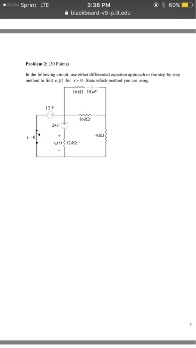 Solved In The Following Circuit, Use Either Differential | Chegg.com