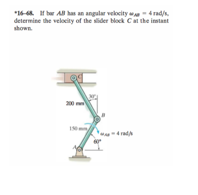 Solved If bar AB has an angular velocity omega_AB = 4 rad/s,
