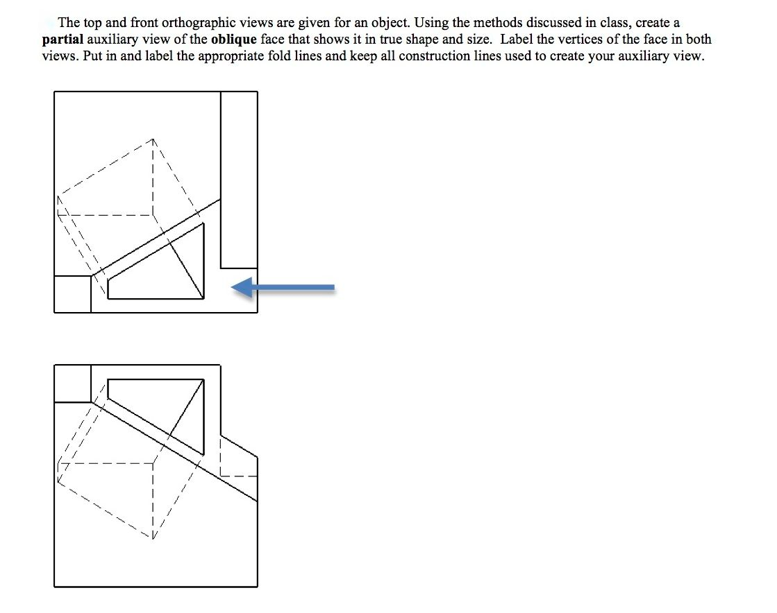 The top and front orthographic views are given for an | Chegg.com