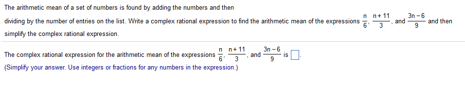 Solved The arithmetic mean of a set of numbers is found by | Chegg.com
