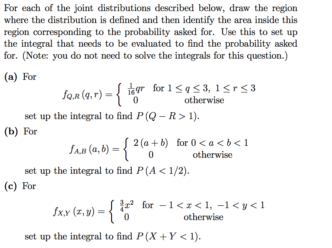 For each of the joint distributions described below, | Chegg.com