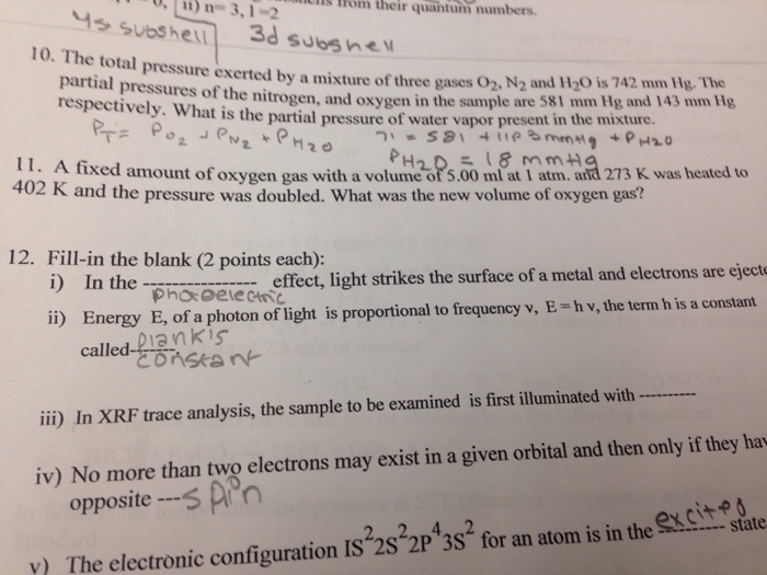 Solved The Total Pressure Exerted By A Mixture Of Three