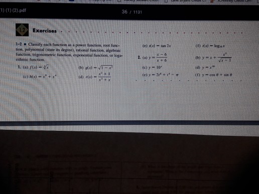 Solved 1) (1) (2).pdf 36 1131 Exercises . 1-2 . Classity | Chegg.com
