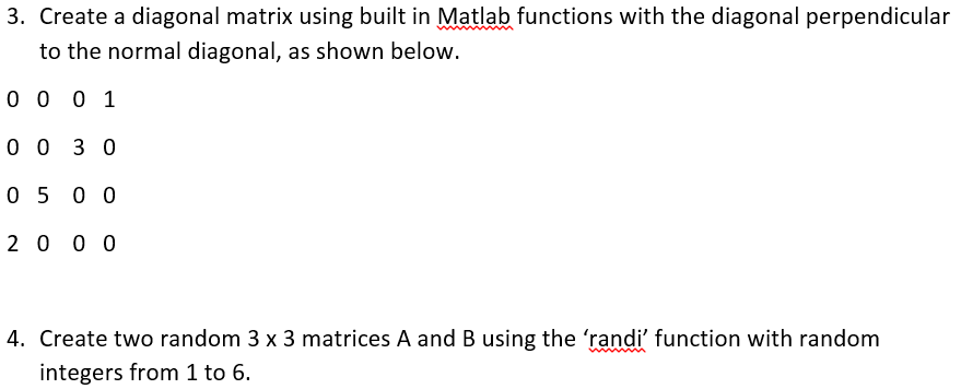 matlab diagonal matrix from vector