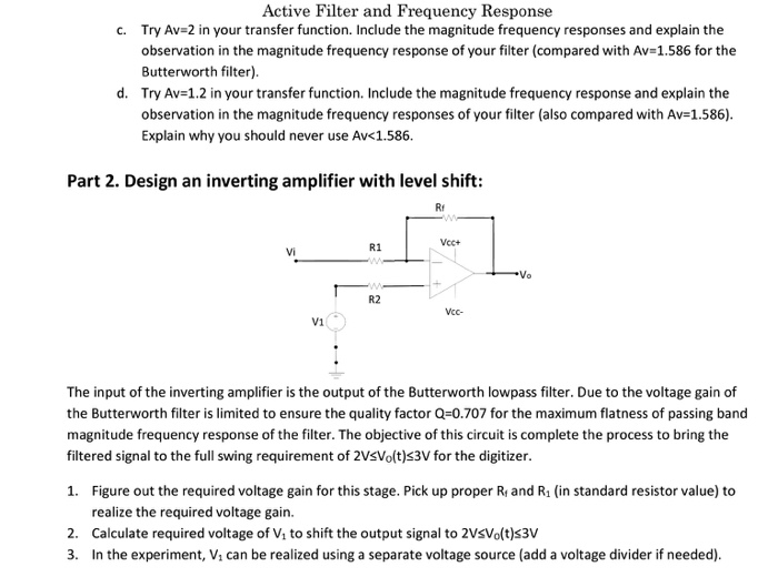 The Following Circuit Is An Active Lowpass Filter Chegg