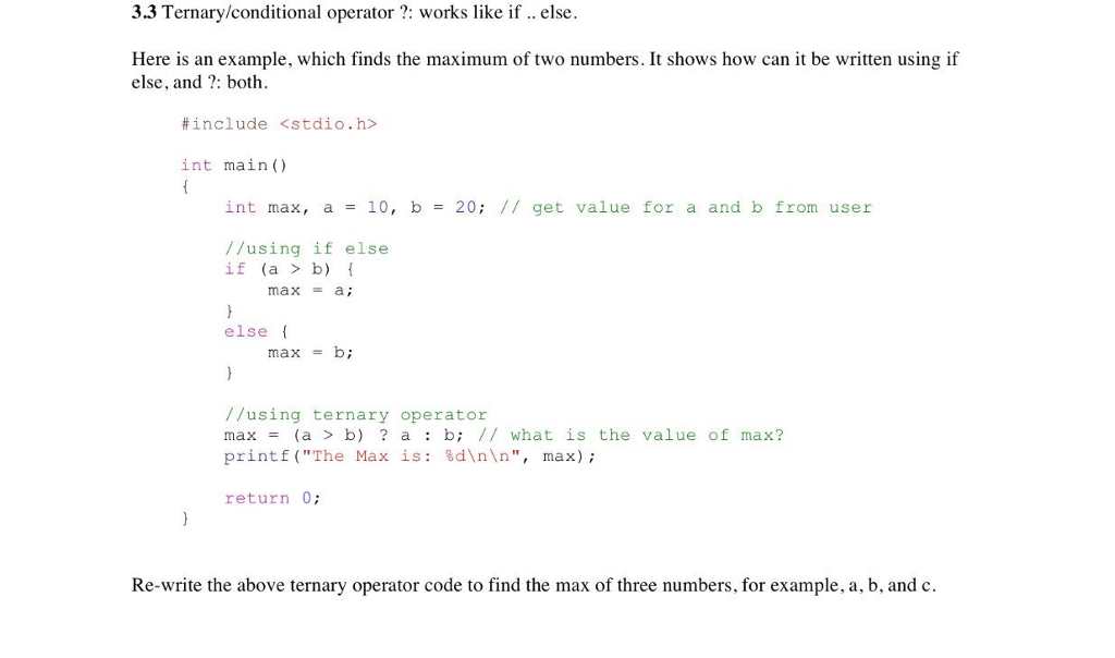 solved-ternary-conditional-operator-works-like-if-chegg