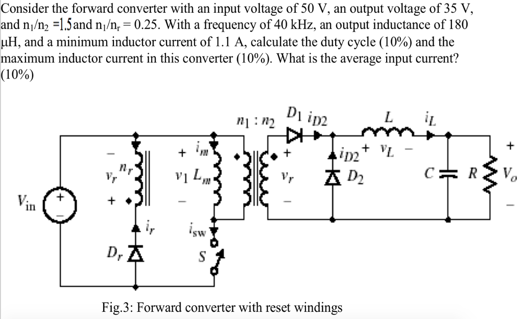 Solved Consider the forward converter with an input voltage