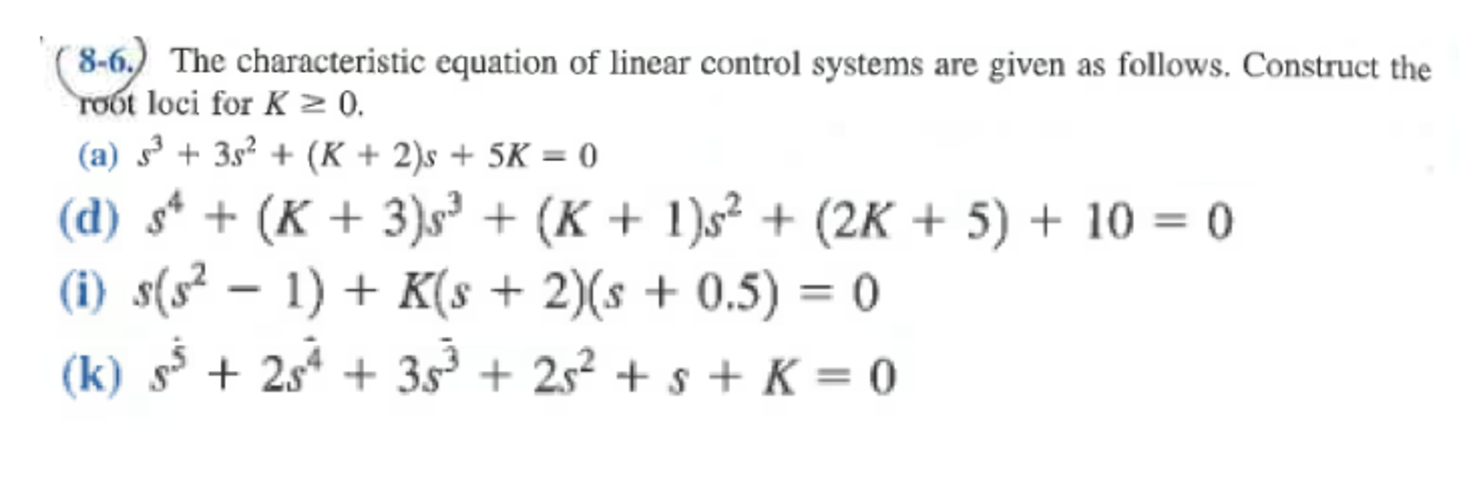 Solved The characteristic equation of linear control systems | Chegg.com
