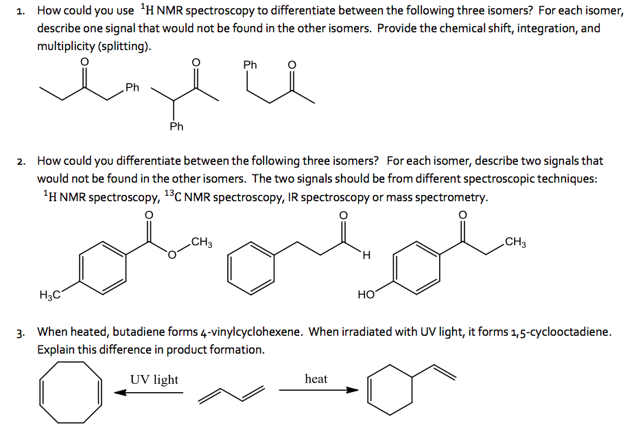 Solved How could you use NMR spectroscopy to differentiate | Chegg.com