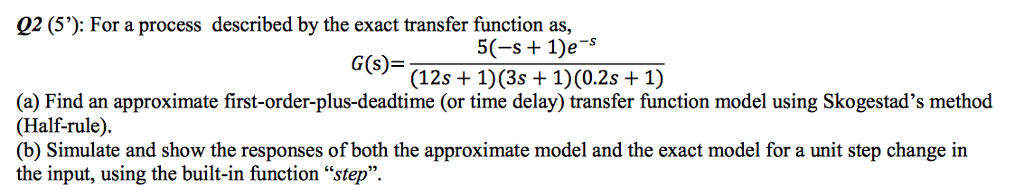 02 (5): For a process described by the exact transfer | Chegg.com