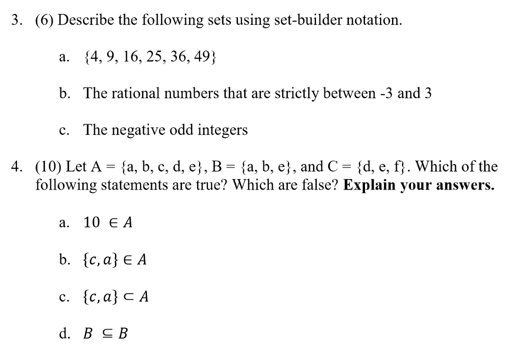 Solved 3. (6) Describe The Following Sets Using Set-builder | Chegg.com