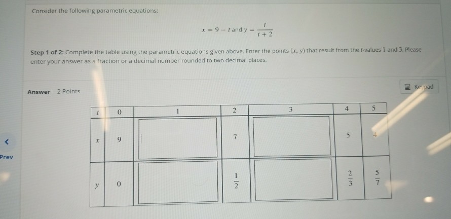 Solved Consider the following parametric equations: t + 2 | Chegg.com