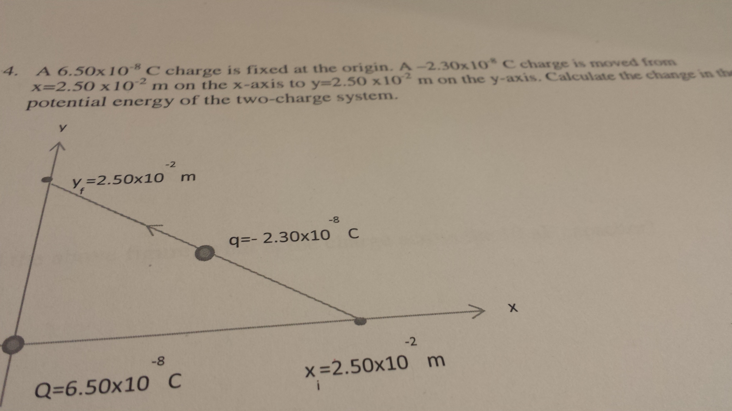 Solved Calculate the change in the potential energy of the | Chegg.com