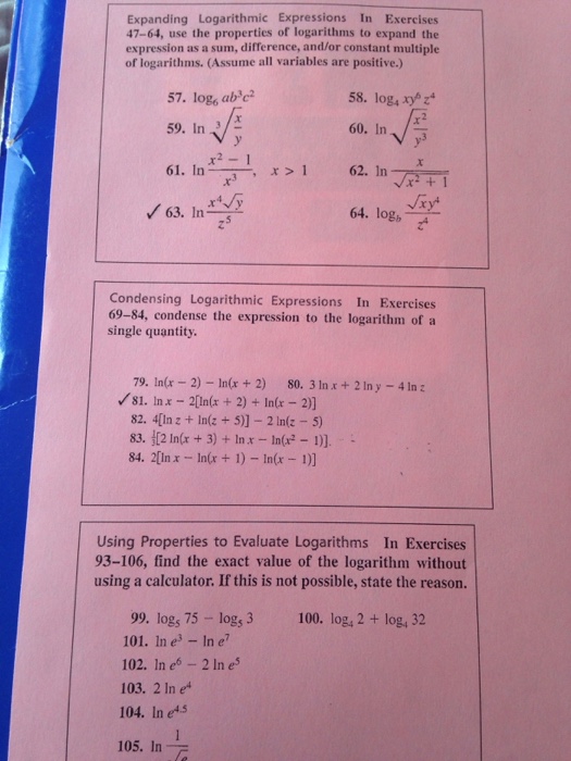 Solved Expanding Logarithmic Expressions In Exercises 47-64, | Chegg.com