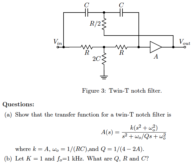 Notch фильтр схема. Notch фильтр на ОУ. Передаточная функция RC фильтра. Op amp Twin t notch Filter circuit.