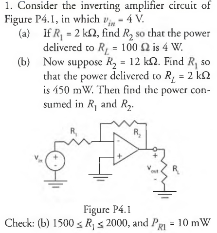Solved 1. Consider the inverting amplifier circuit of Figure | Chegg.com