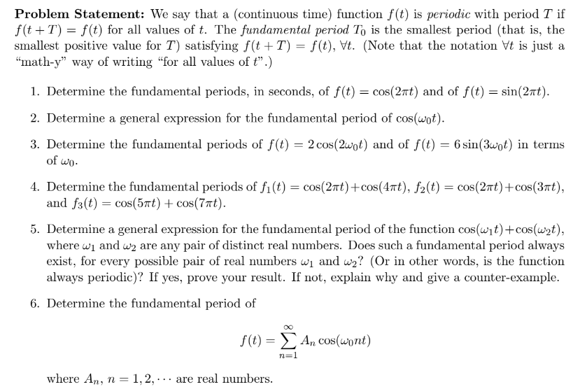 Solved Problem Statement: We say that a (continuous time) | Chegg.com