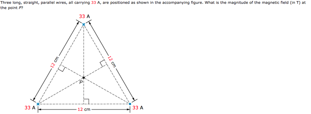 Solved Three long, straight, parallel wires, all carrying 33 | Chegg.com