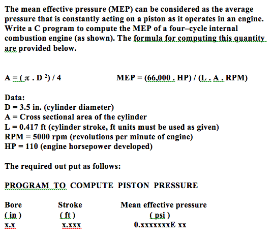 The Mean Effective Pressure (MEP) Can Be Considered | Chegg.com