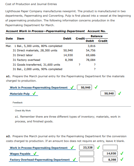 Solved Cost Of Production And Journal Entries Lighthouse | Chegg.com