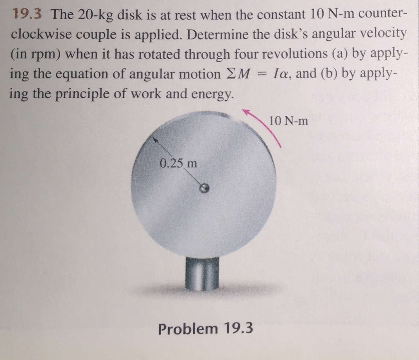 Solved The Kg Disk Is At Rest When The Constant N M Chegg Com