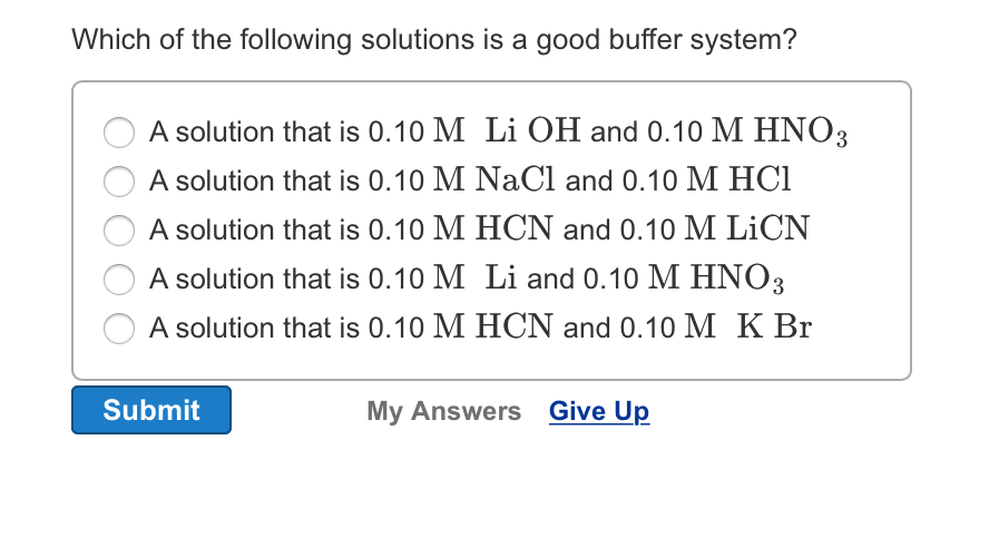 Solved Which of the following solutions is a good buffer