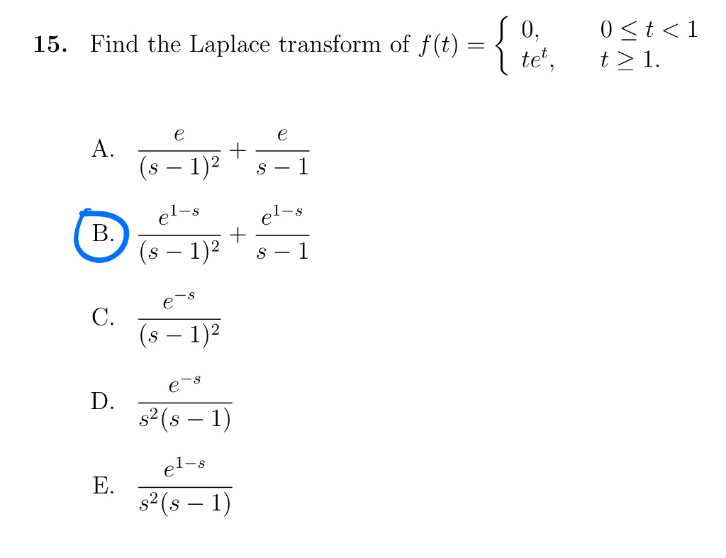 Solved Find the Laplace Transform of f(t) = {0, 0
