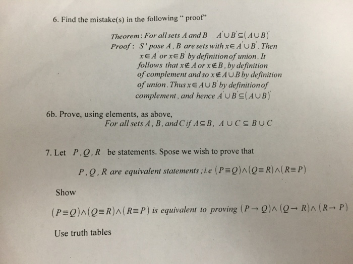 Solved Find The Mistakes(s)in The Following "proof" | Chegg.com