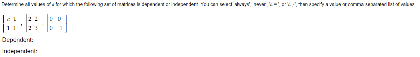Solved Determine all values of a for which the following set | Chegg.com