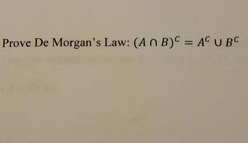 Solved Prove De Morgan's Law: (A n B)