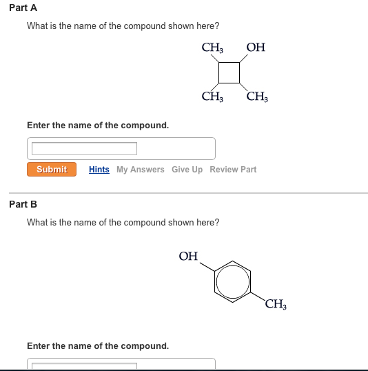 Solved Part A: What is the name of the compound shown | Chegg.com