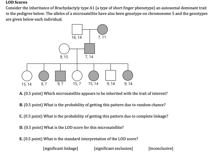 Solved LOD Scores Consider the inheritance of Brachydactyly | Chegg.com