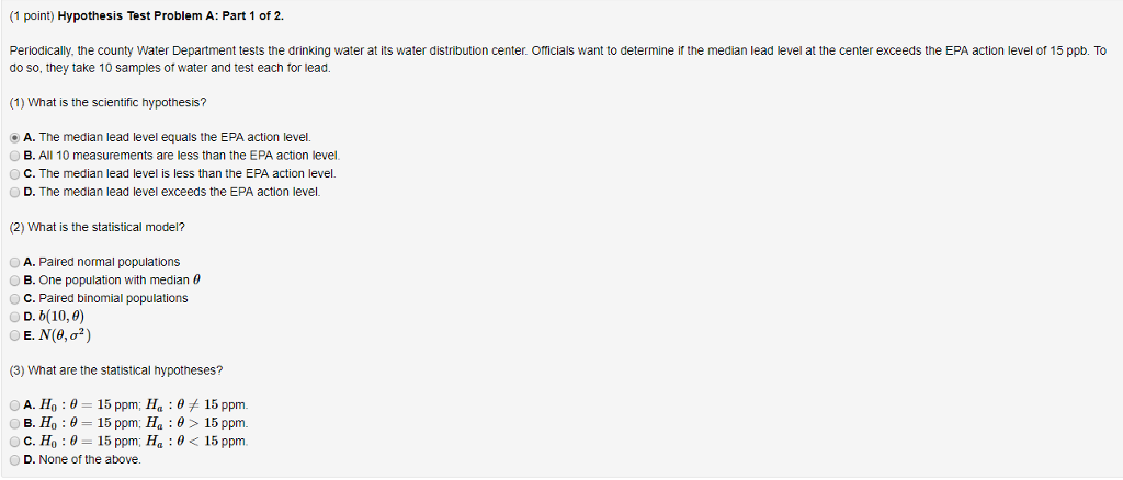 Solved (1 point) Hypothesis Test Problem A: Part 1 of 2. | Chegg.com