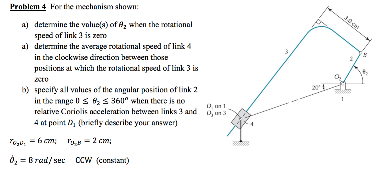 Solved For the mechanism shown: determine the value(s) of | Chegg.com