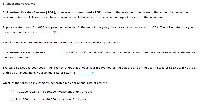 1 year stock investment