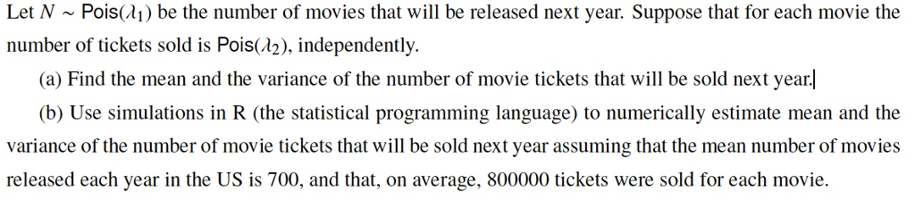 Solved Let N Pois A1 Be The Number Of Movies That Will Be Chegg