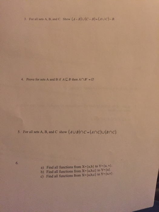 Solved For all sets A, B, C show (A - B) (C - B) = (A C) = | Chegg.com