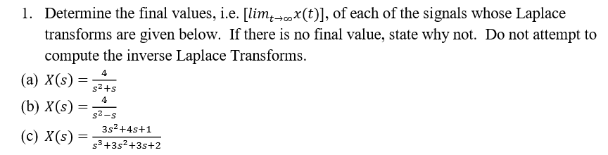 Solved Determine the final values, ie. [limt?mA(t)], of each | Chegg.com