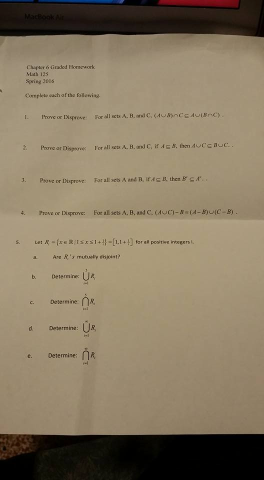 Solved Complete Each Of The Following Prove Or Disprove: | Chegg.com