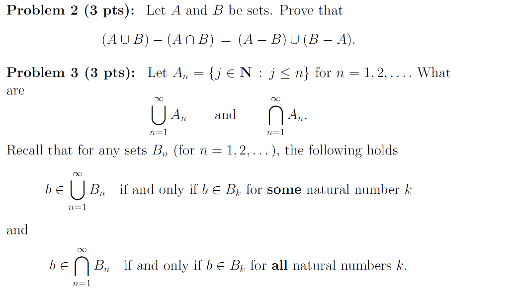 Solved Problem 2 (3 Pts): Let A And B Be Sets. Prove That (A | Chegg.com