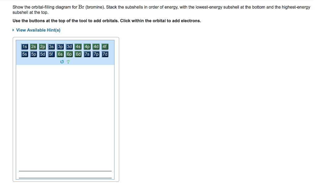 Solved Show the orbitalfilling diagram for Br (bromine).